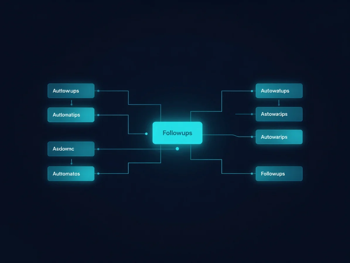 Abstract data flow representing automated follow-ups, subtle cyan